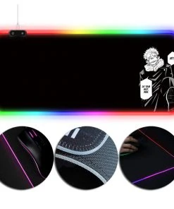 OneHeroSuits Sorcery Fight RGB Mouse Pad Jujutsu Kaisen Sukuna Black Printed RGB Gaming Mouse Pad