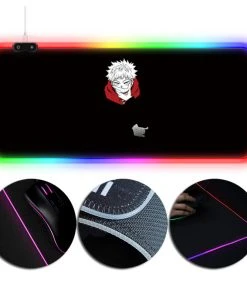 OneHeroSuits Sorcery Fight RGB Mouse Pad Jujutsu Kaisen Yuji Itadori Black Printed RGB Gaming Mouse Pad